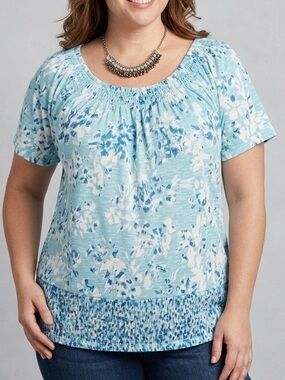 😍SHOW SPECIAL IYLA Short Sleeve Elastic Ruched Short Sleeve Blouse XL